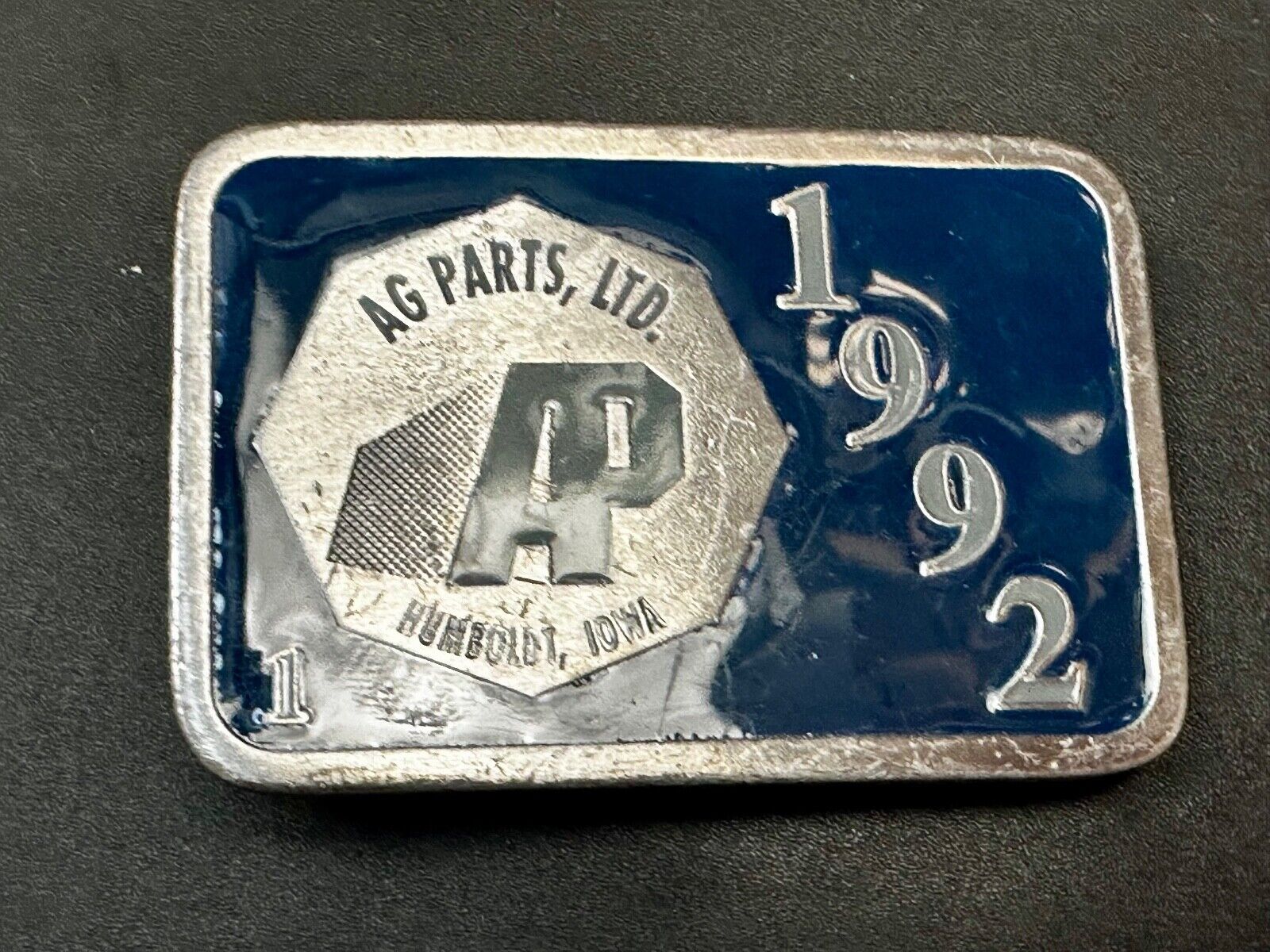 AP Ag Parts Iowa State Farmer Farming Vintage 1992 Limited Edition Belt Buckle