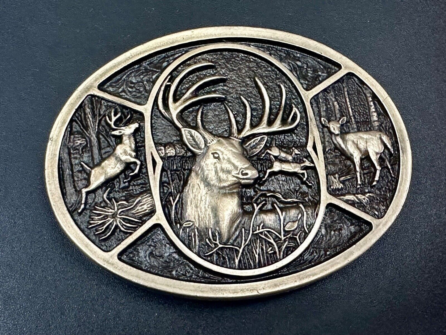 Vintage Deer Buck Doe  Heritage Attitude Belt Buckle by Montana Silversmiths