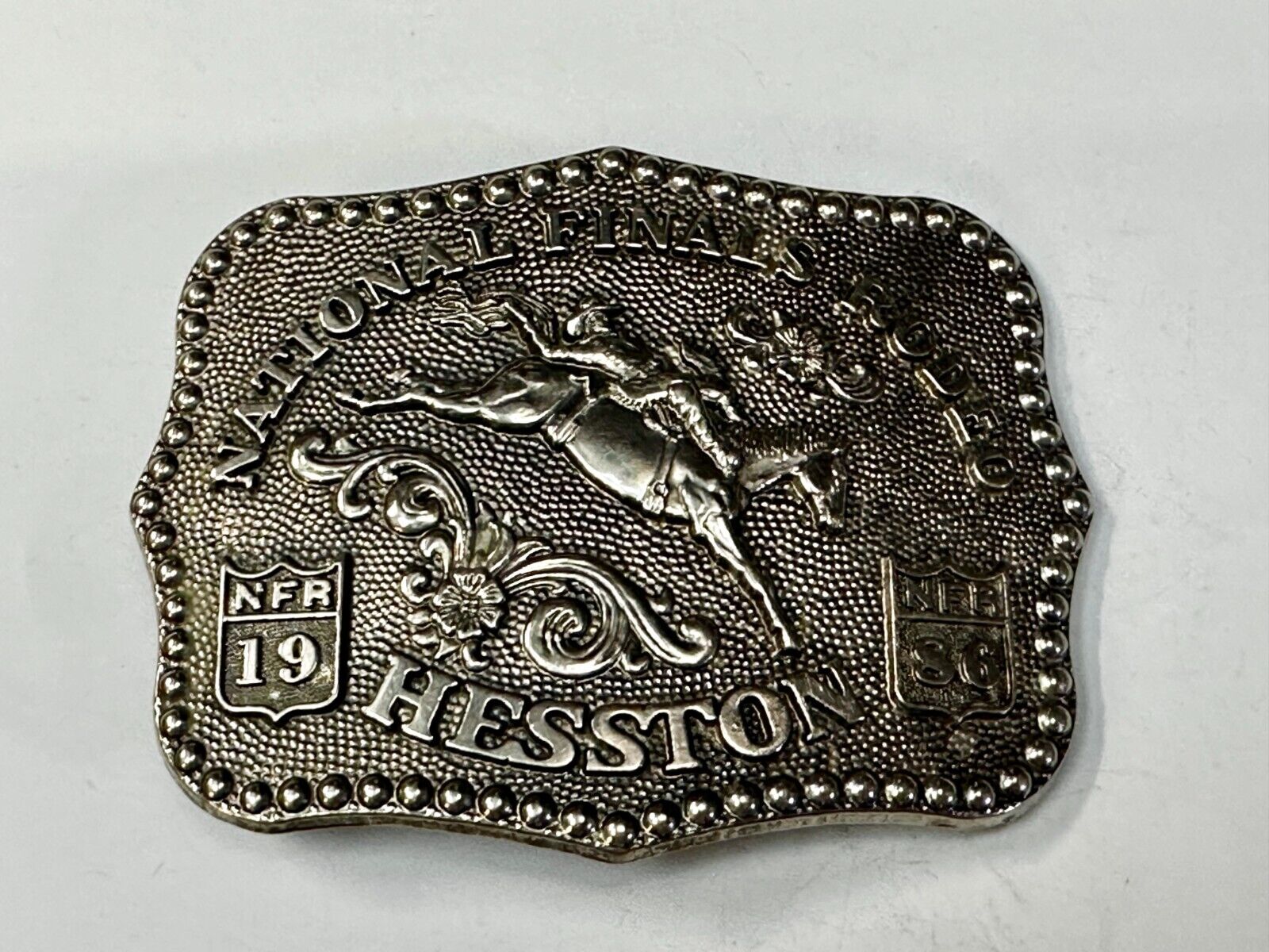 1986 Hesston National Finals Rodeo NFR Rodeo Cowboys NOS Western Belt Buckle