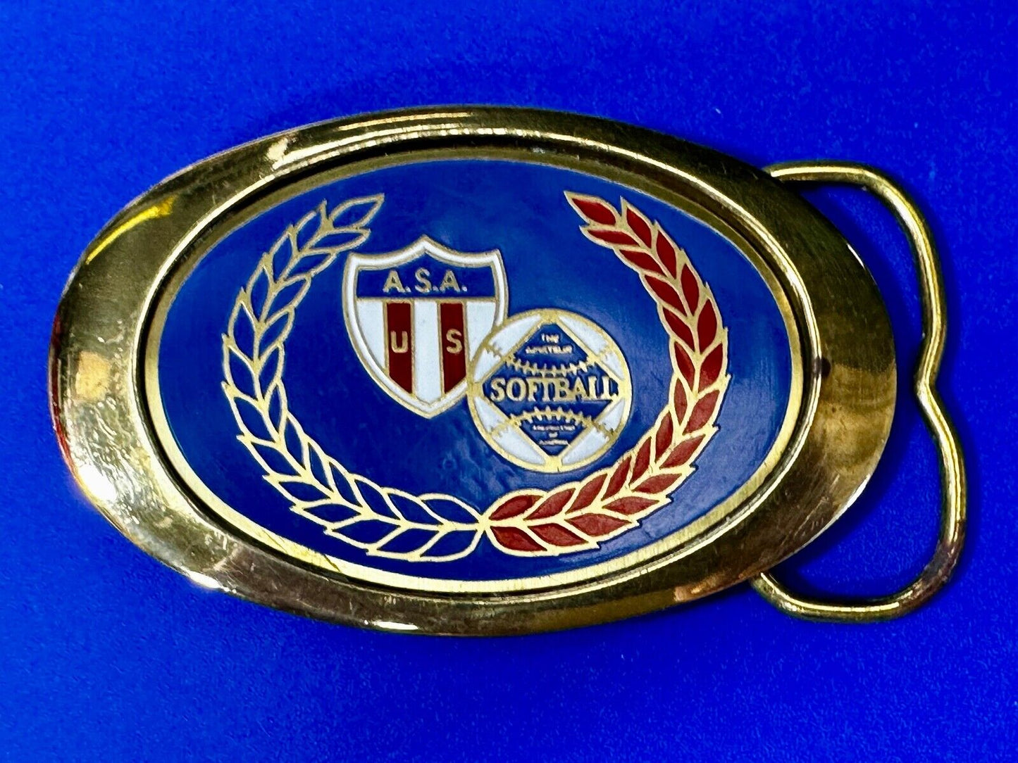 A.S.A. U S Softball Solid Brass Commemorative Collectible Vintage Belt Buckle
