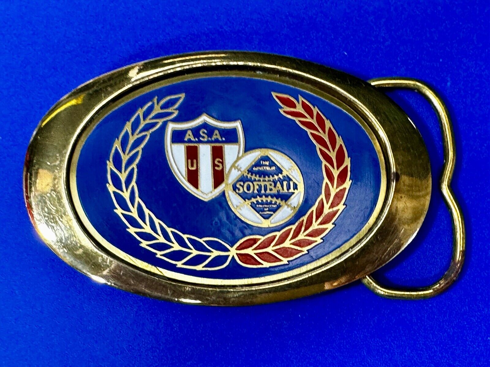 A.S.A. U S Softball Solid Brass Commemorative Collectible Vintage Belt Buckle