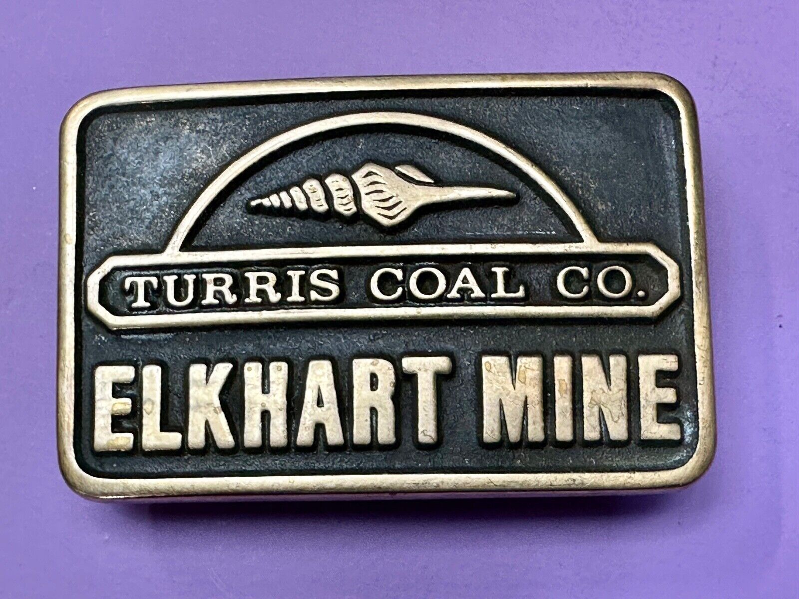 Turris Coal Company Elkhart Mine Illinois Solid Brass Anacortes Belt Buckle