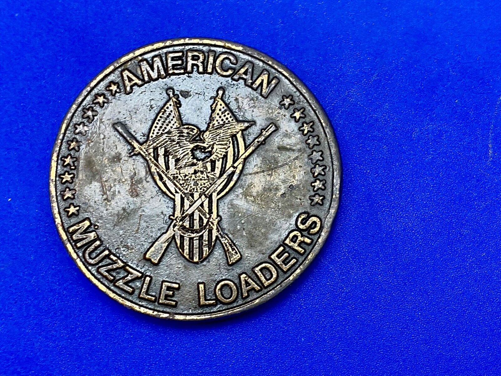 American Muzzle Loaders Vintage Tiffany Studio NY belt buckle Protect Gun Rights