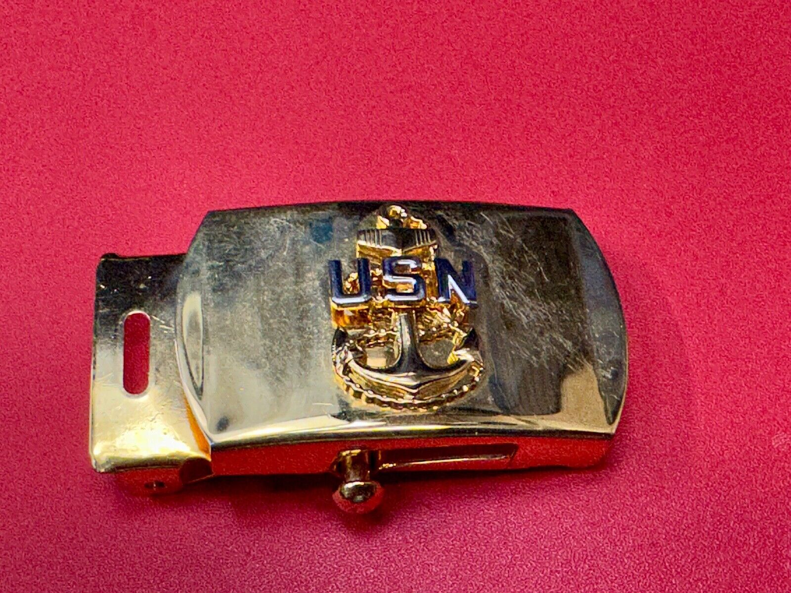 United States Navy Anchor Solid Brass Ratchet Dress Style V-21 Belt Buckle