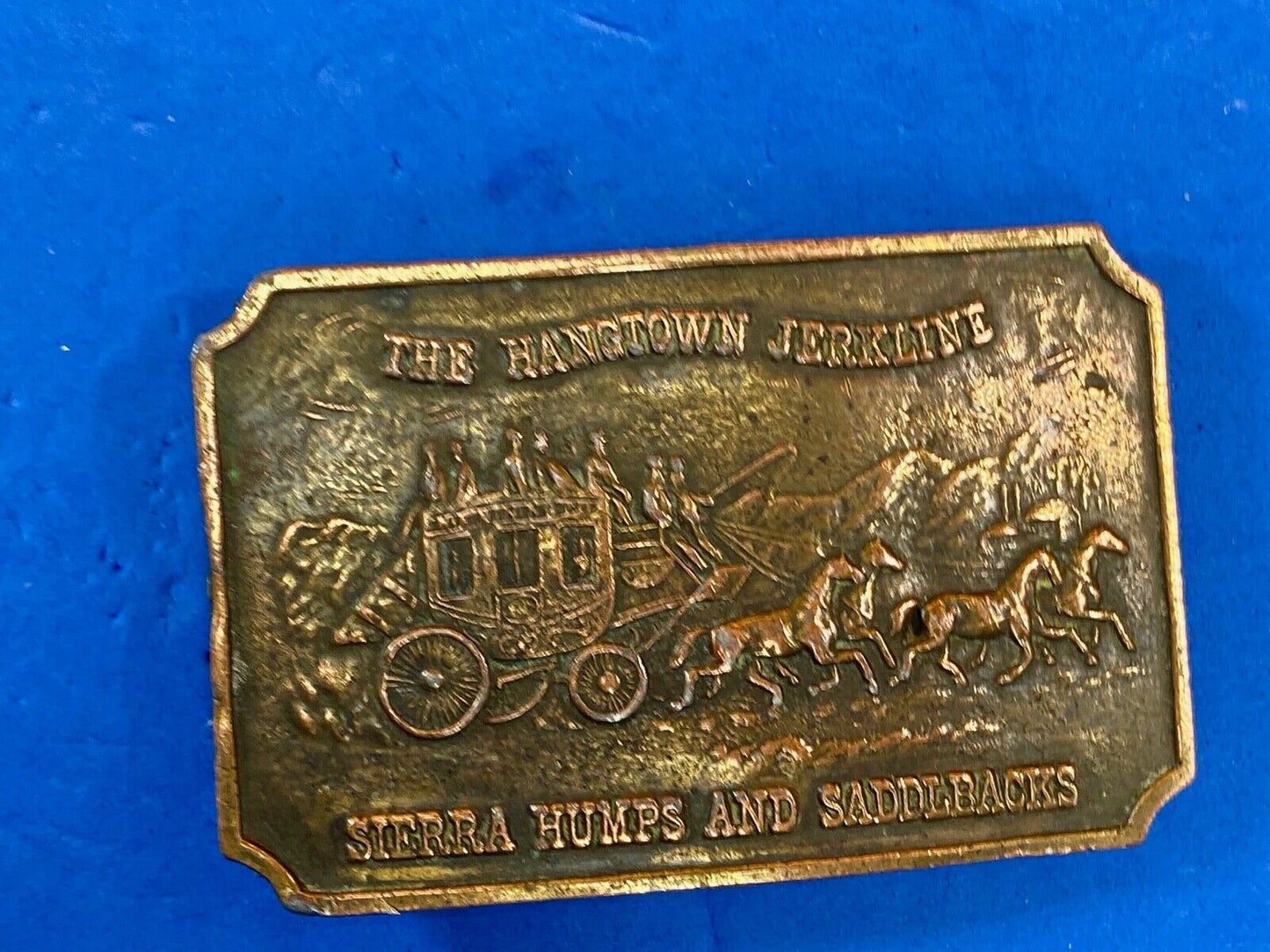 vintage Hangtown Jerkline Sierra Humps & Saddlbacks Brass Belt Buckle Ultra Rare