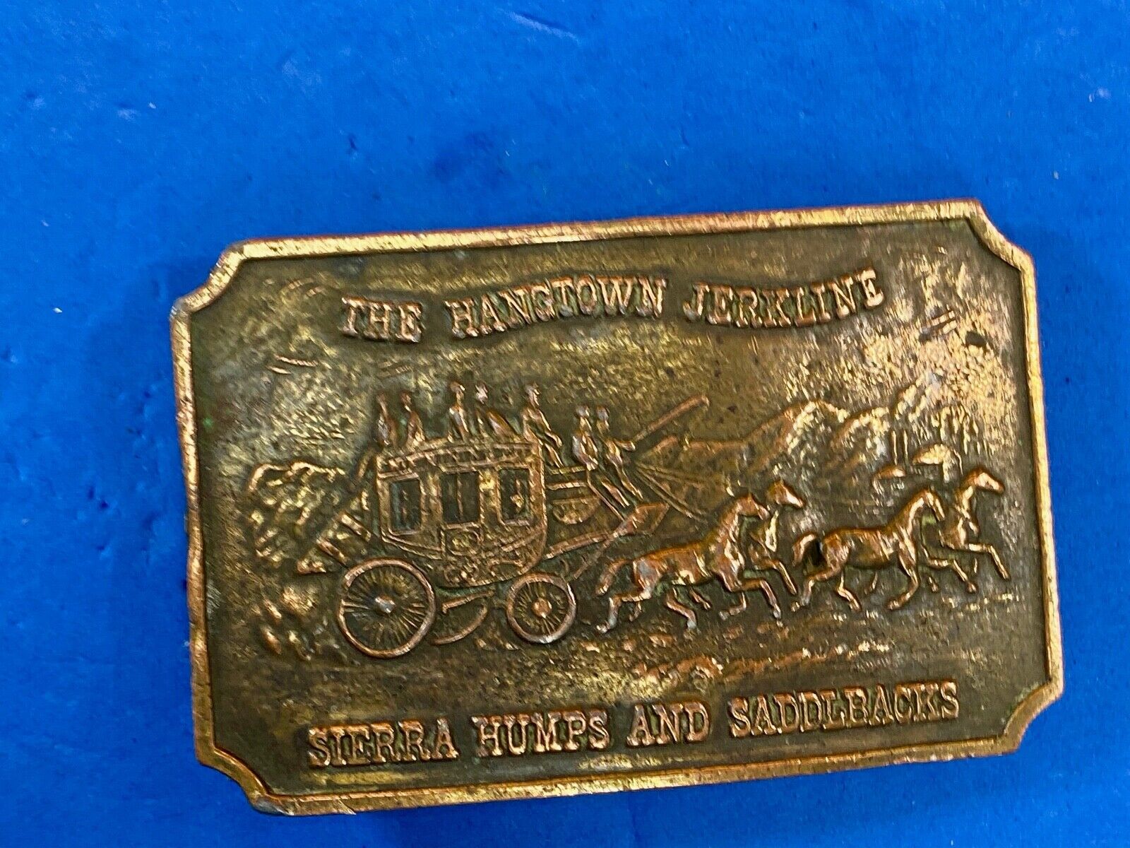 vintage Hangtown Jerkline Sierra Humps & Saddlbacks Brass Belt Buckle Ultra Rare