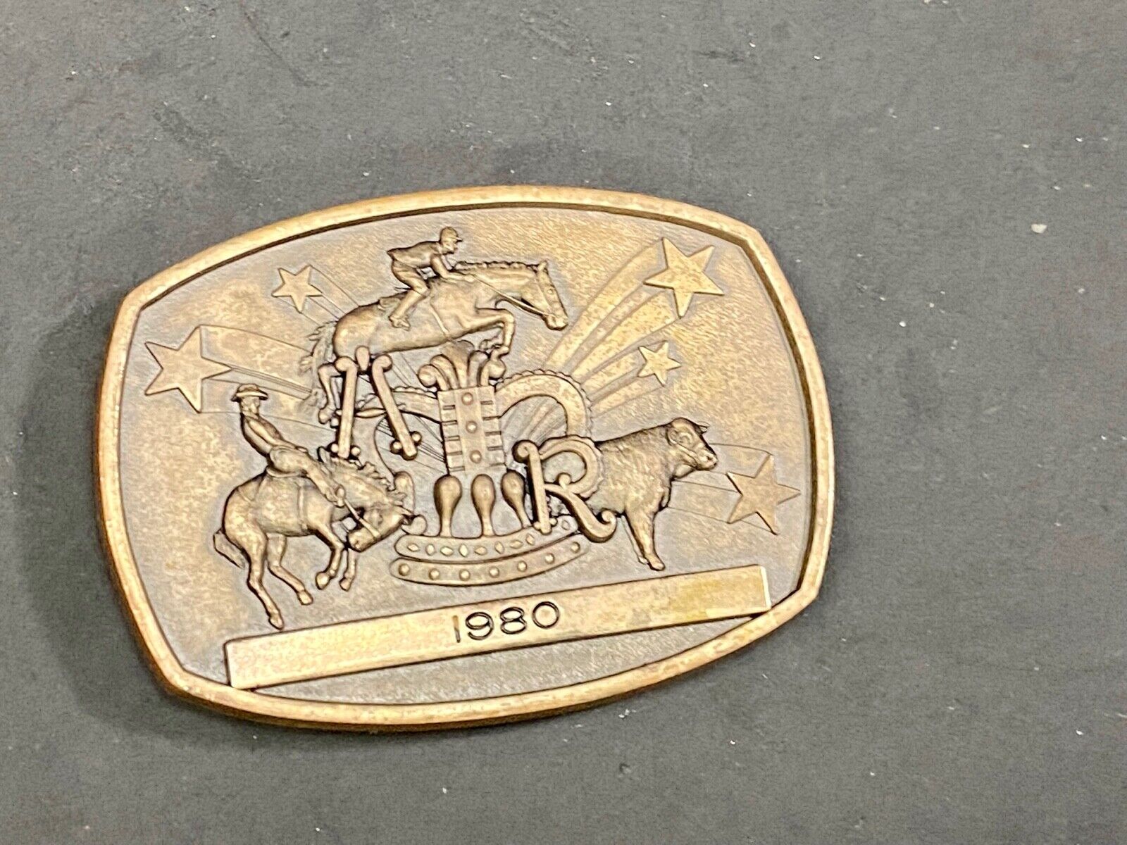 Vintage Horse Jockey Belt Buckle By Jostens 