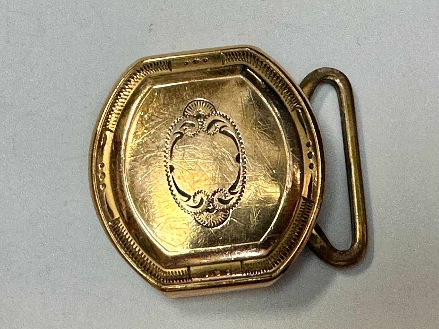 Art Deco gold filled 1/20 over plate Belt Buckle ready to engrave initial letter