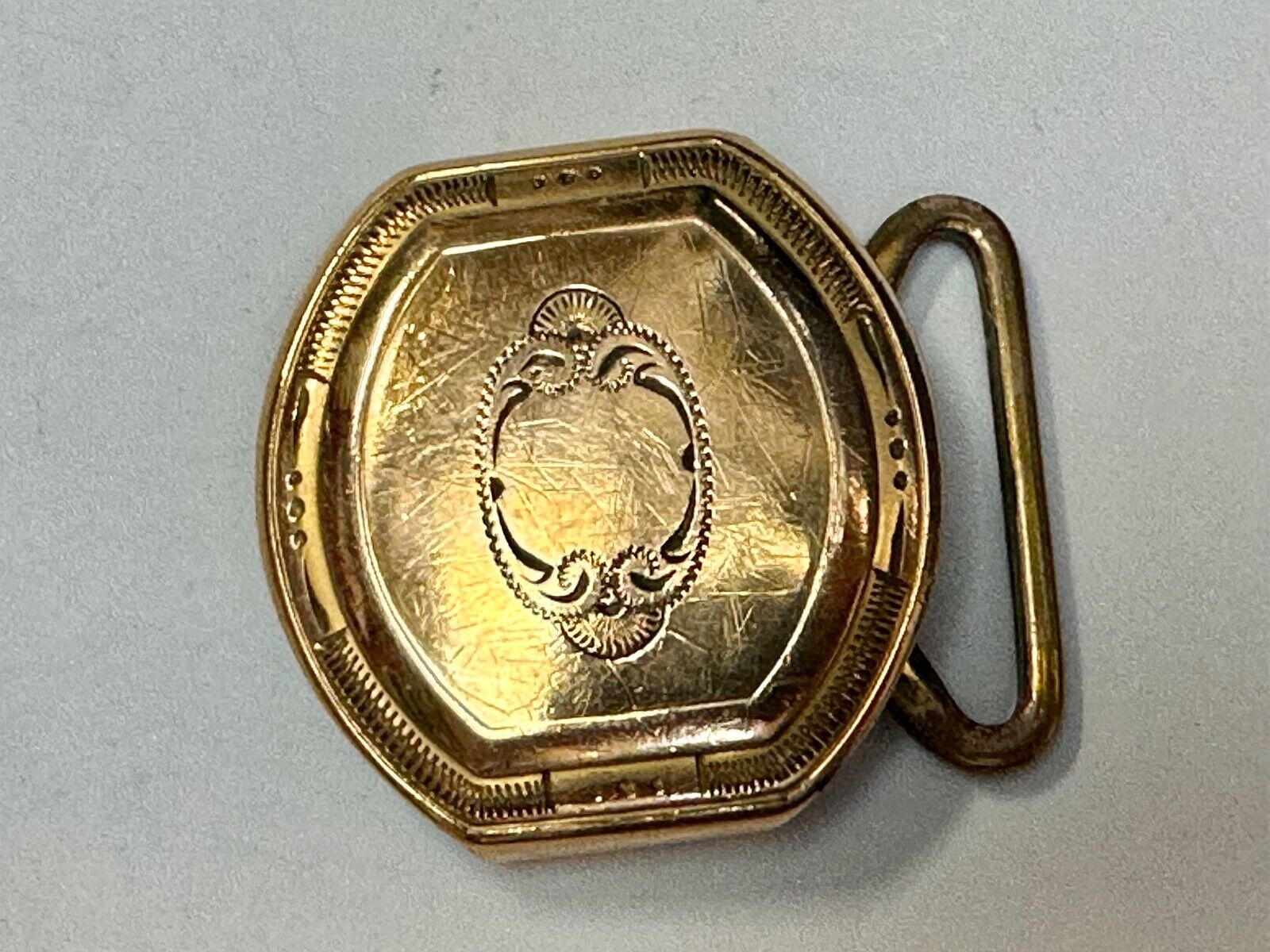 Art Deco gold filled 1/20 over plate Belt Buckle ready to engrave initial letter
