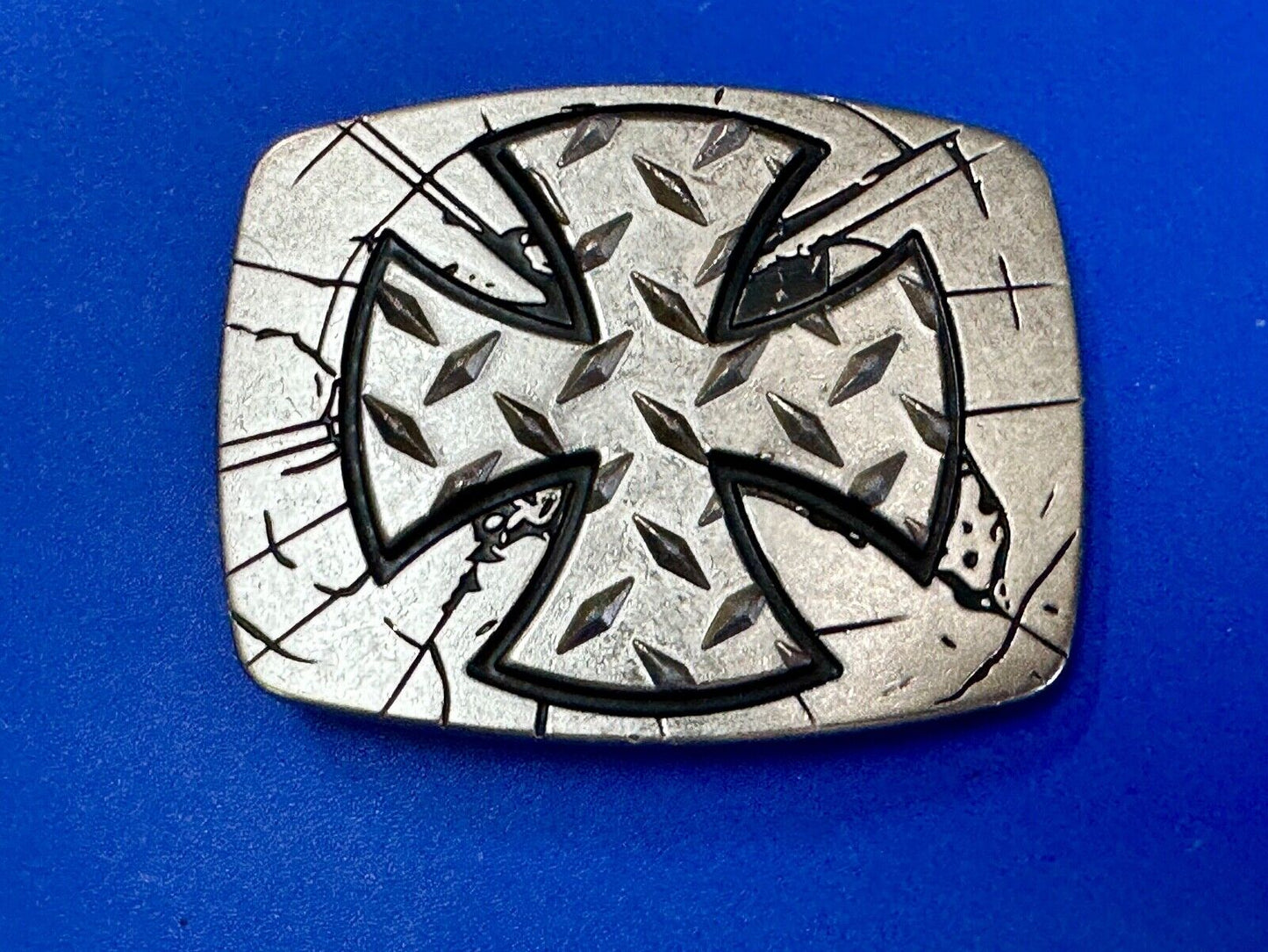 Unique Maltese Iron Cross silver & black color Chrome brand Belt Buckle