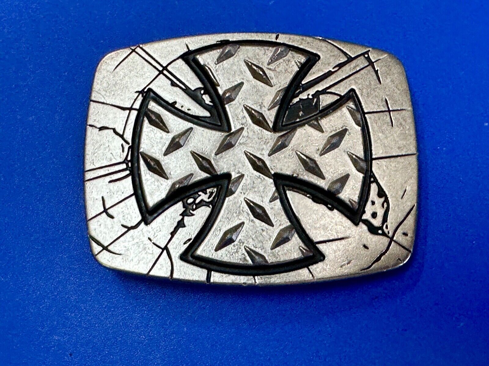 Unique Maltese Iron Cross silver & black color Chrome brand Belt Buckle