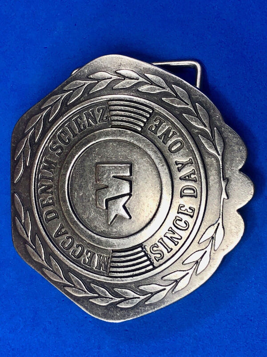 Unique shape , Vintage MECCA DENIM SCIENZ BELT BUCKLE - SINCE DAY ONE