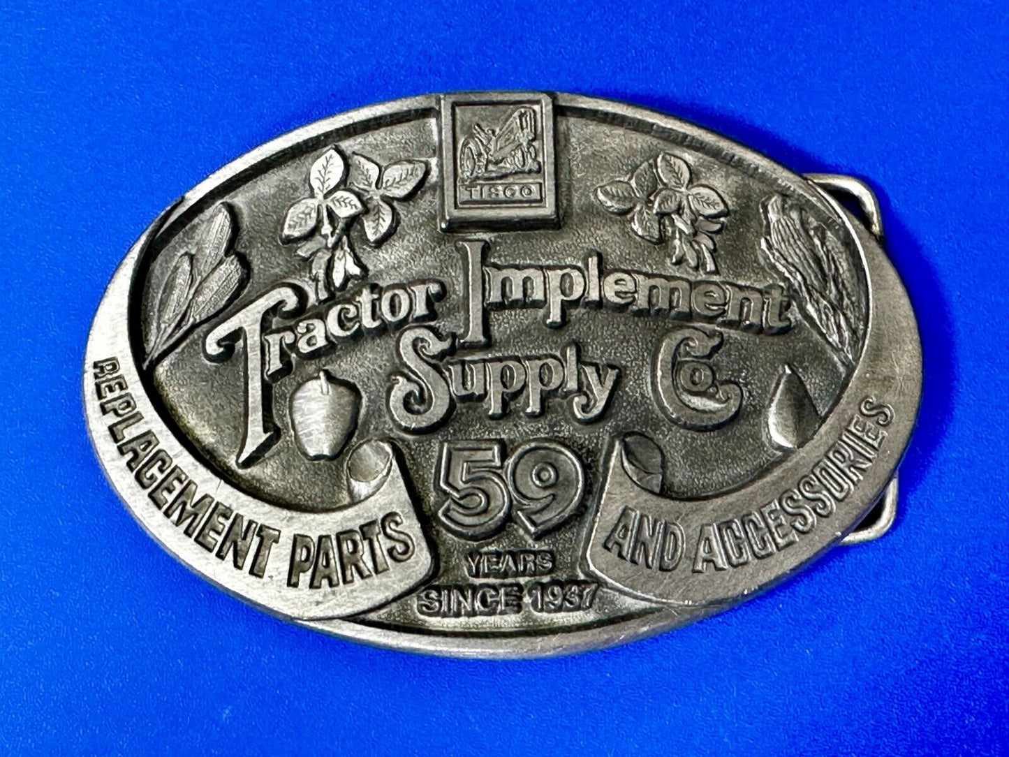 Tractor Implement Supply Replacement Parts Commemorative Silver Tone Belt Buckle