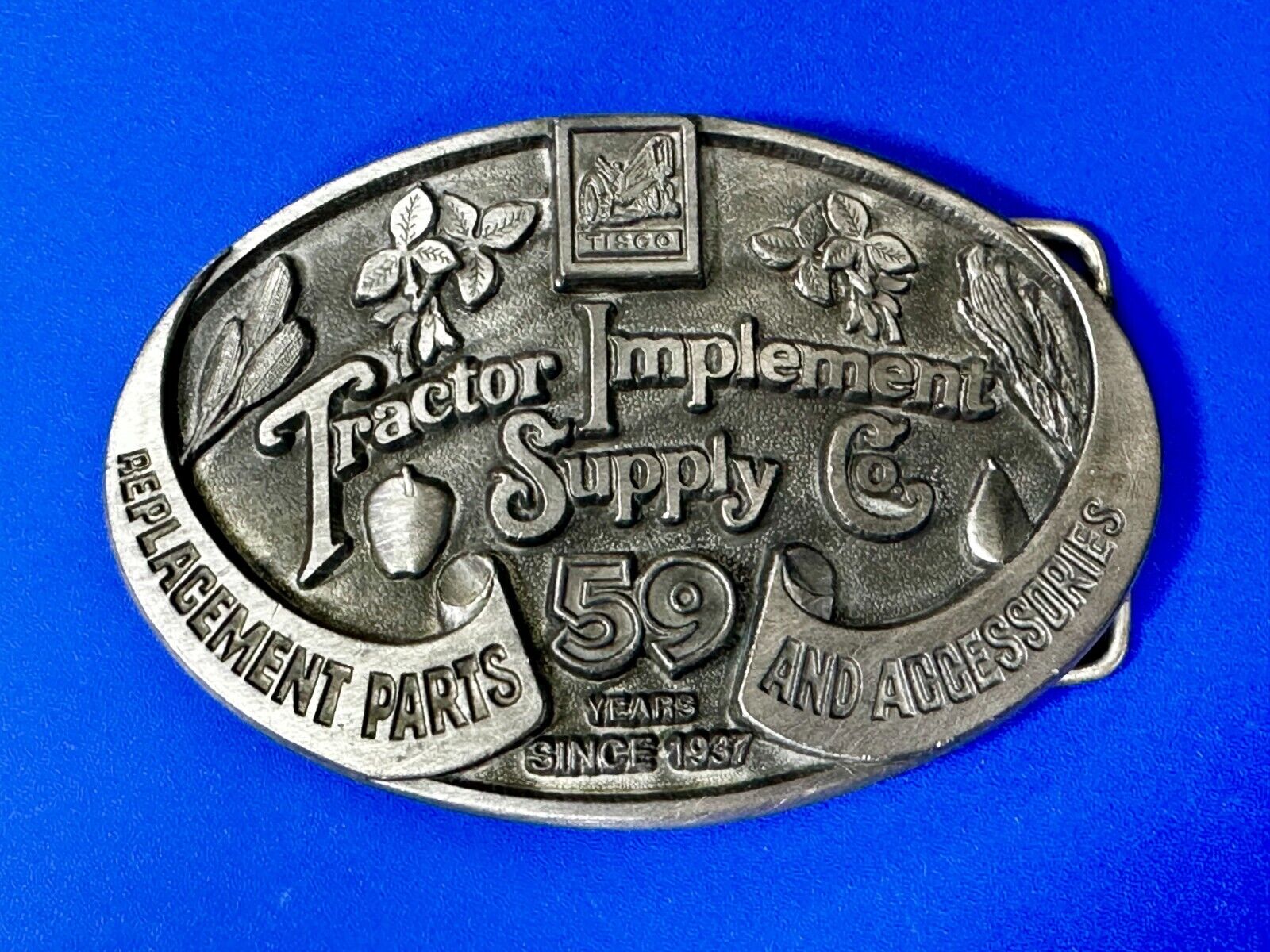 Tractor Implement Supply Replacement Parts Commemorative Silver Tone Belt Buckle