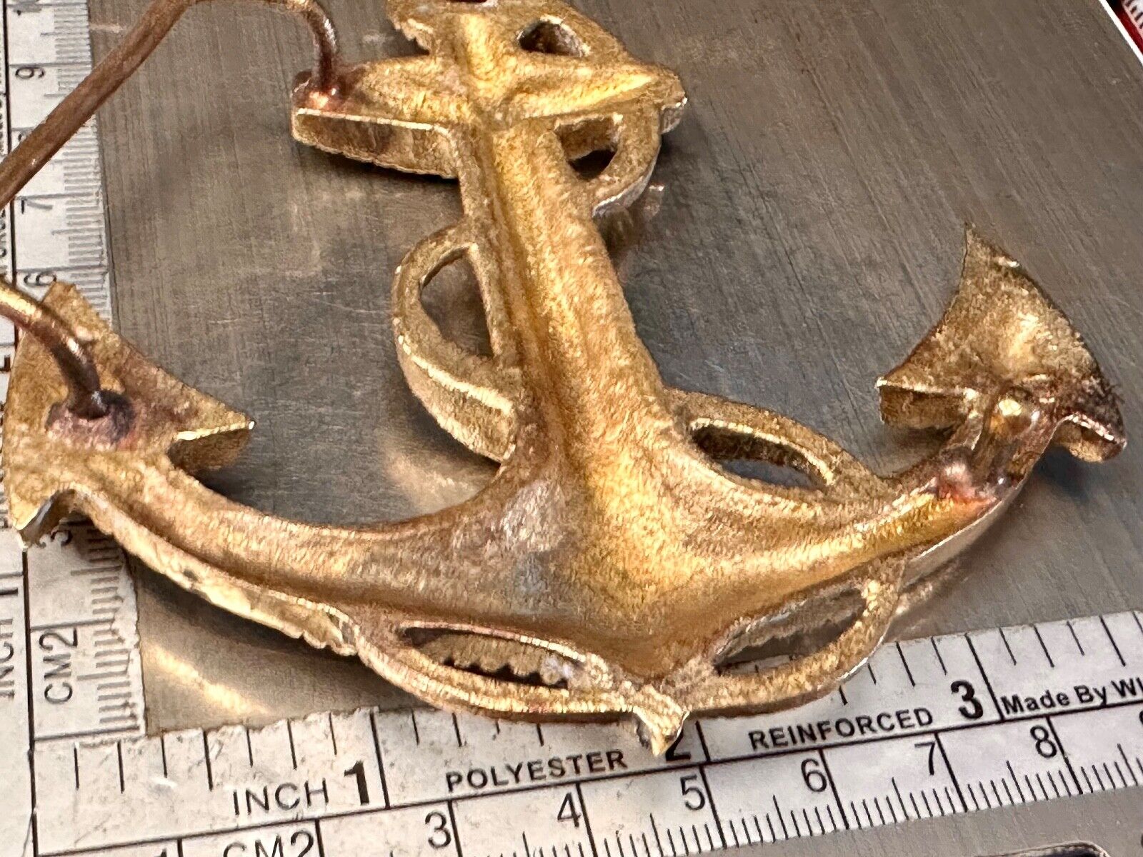 Anchor and Rope Maritime nautical large 4" wide figural Belt Buckle stamped 189
