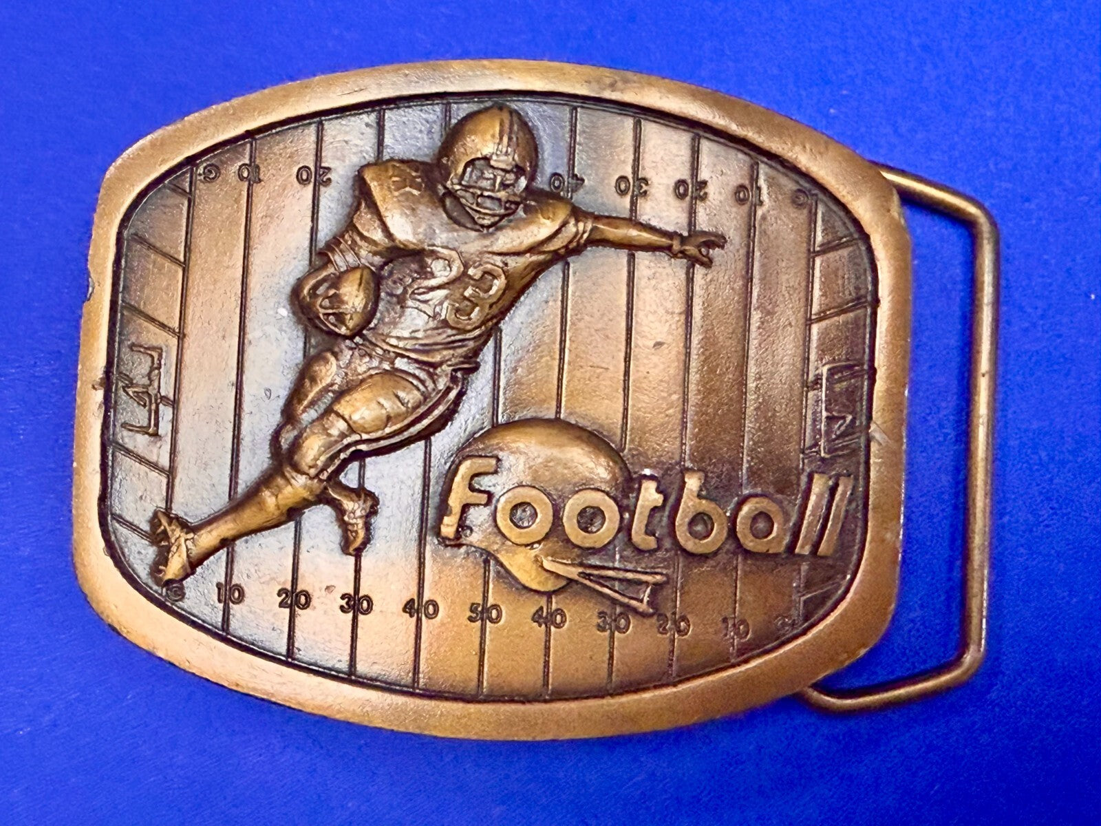 American Sports Football Player Brass Tone VTG 1979 Indiana Metal Belt Buckle