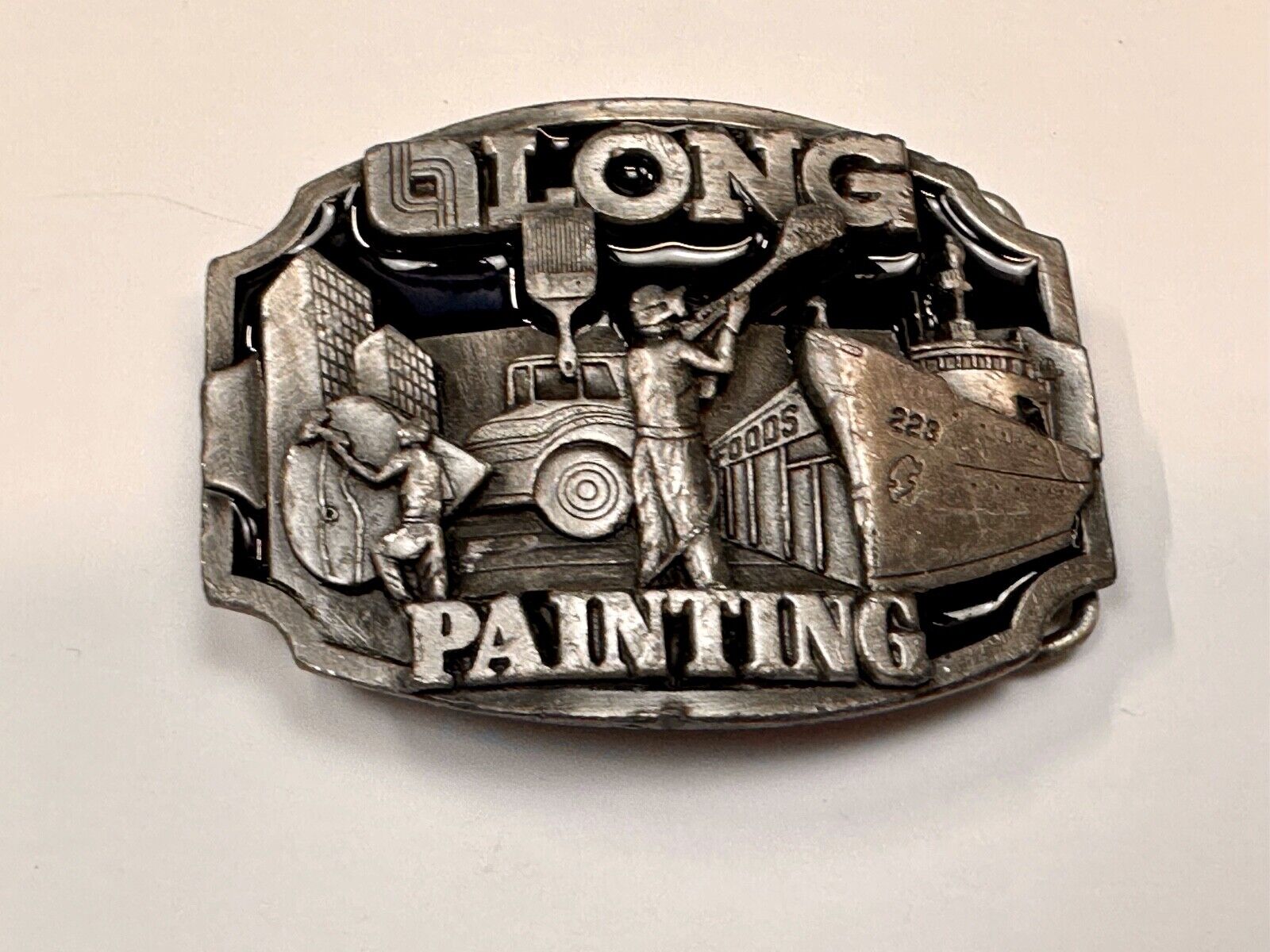 Vintage 1989 LONG painting - Neat Clean Finishing belt buckle