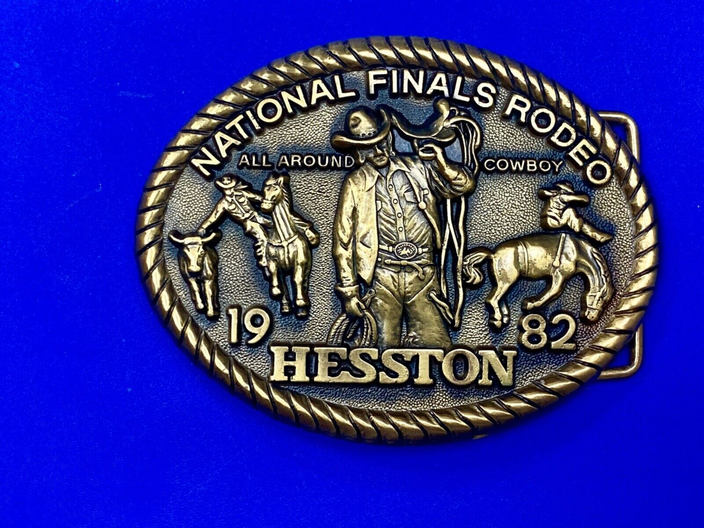 1982 HESSTON National Finals Rodeo All Around Cowboy Western 8th belt buckle