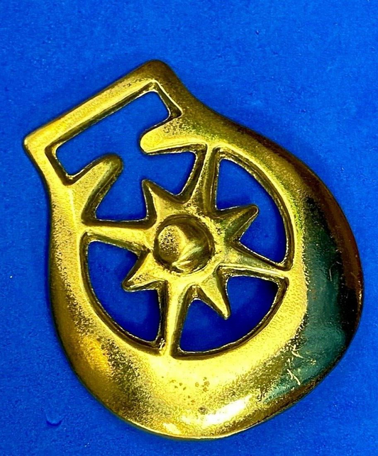 Vintage Horse Saddle Medallion Solid Brass nights STAR or cowgirls belt buckle!