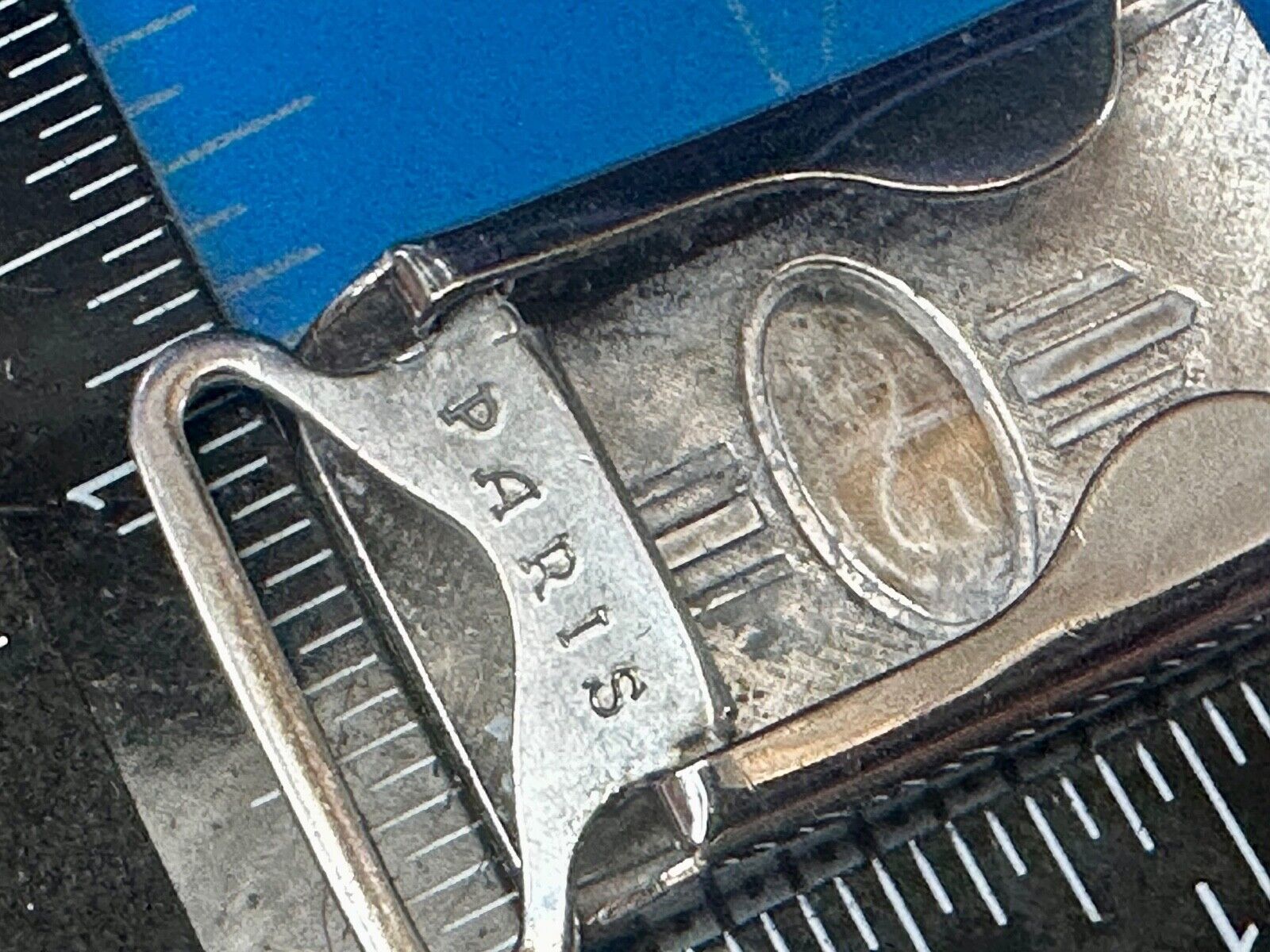 Art Deco Nuevo Letter S Initial Monogram Belt Buckle signed Paris