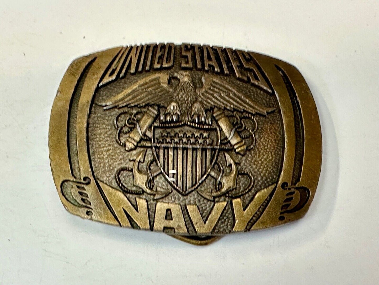 United States Navy Vintage Military 1980 Indiana Metal Craft belt buckle KR-89