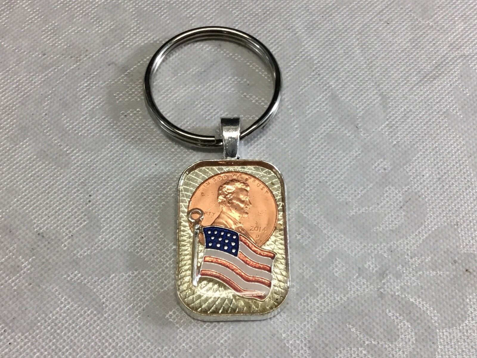 2014 penny - American flag under casing  - United States custom KEYCHAIN  