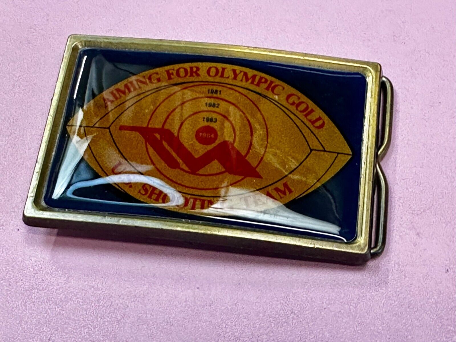 US Shooting Team Los Angeles 1984 Aiming for Olympic Gold NOS Belt Buckle