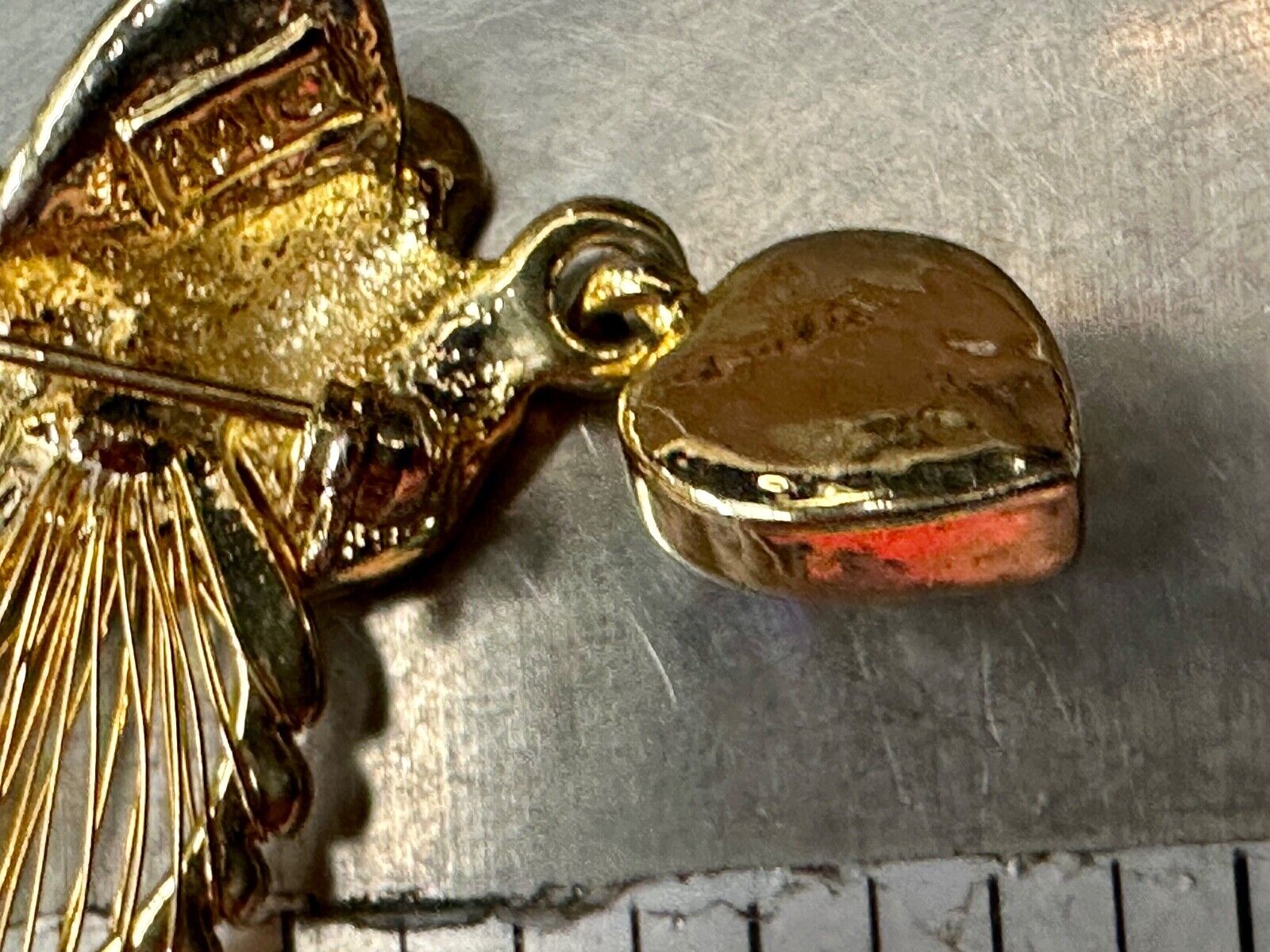 Angle with wings and Heart dangle beautiful AAI vintage brooch pin