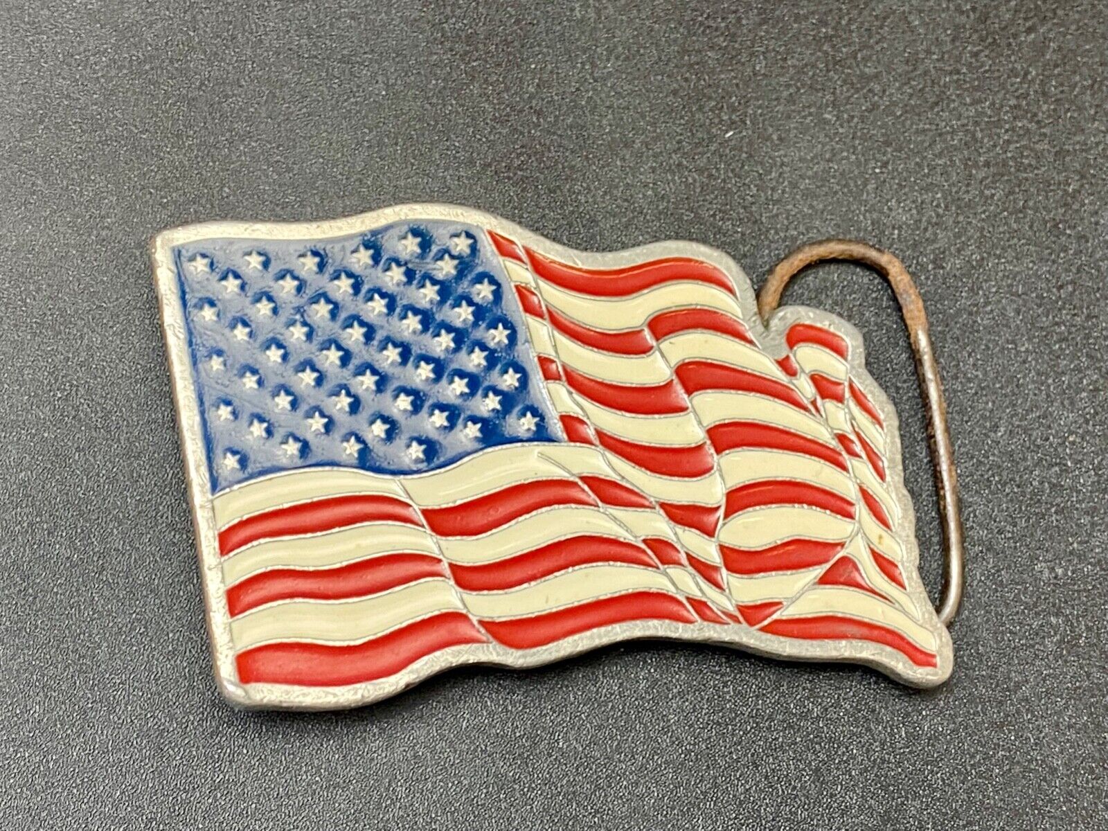 Usa Patriotic American Flag Waving Free Vintage 1999 Bergamot Belt Buckle C-258
