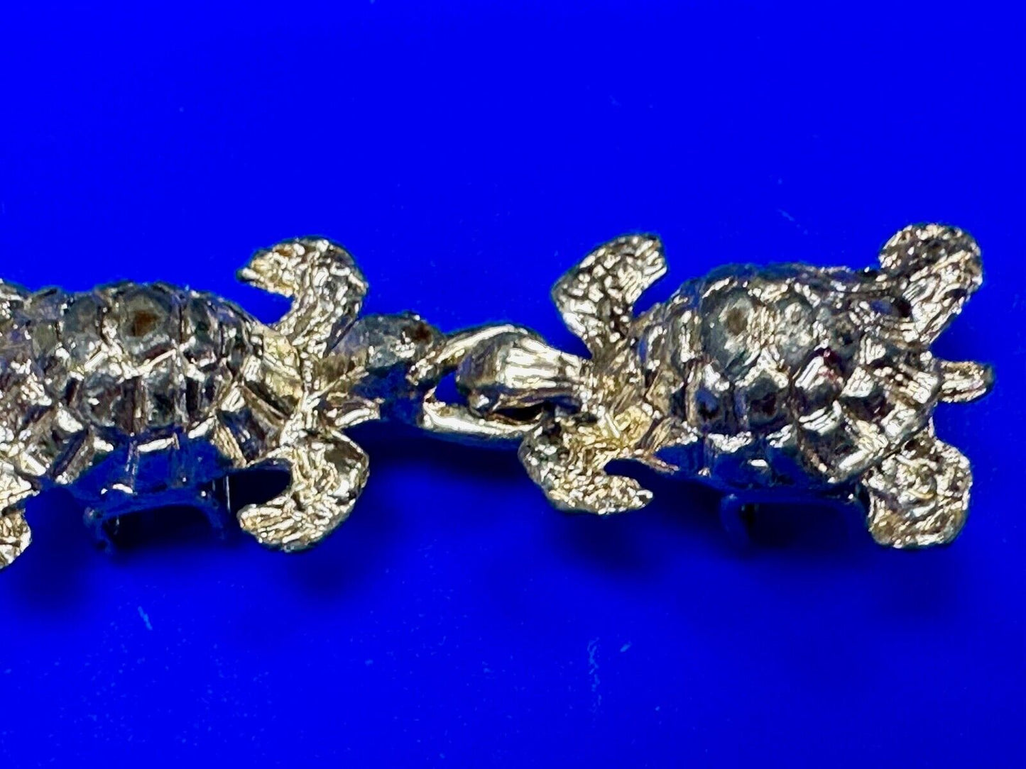 Two piece Turtles - gold tone interconnecting vintage Ocean Sea belt buckle
