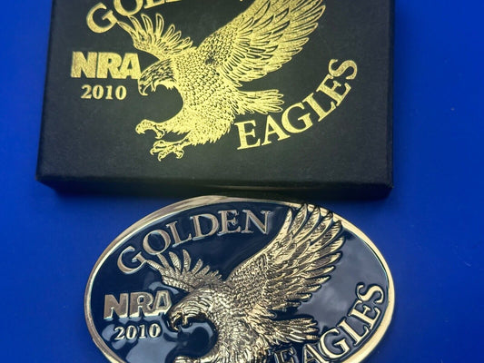 2010 Commemorative Golden Eagles NRA belt buckle in box - Vote Gun Rights