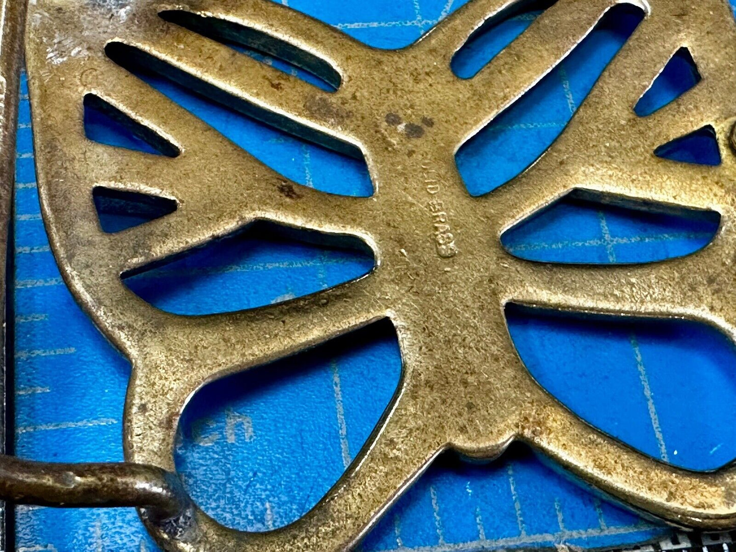 70s Butterfly Bug Insect Girl Kid Hippie Boho Animal Art Brass Vtg. Belt Buckle