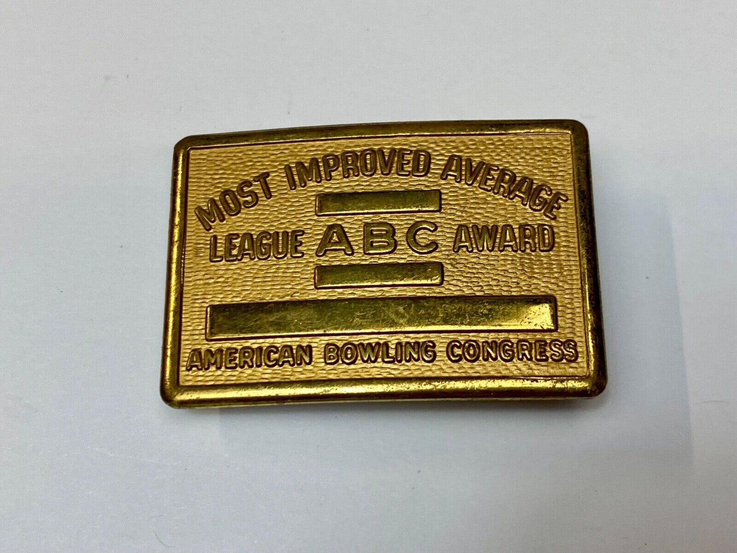 AMERICAN BOWLING CONGRESS MOST IMPROVED AVERAGE AWARD BELT BUCKLE BLANK RIBBON