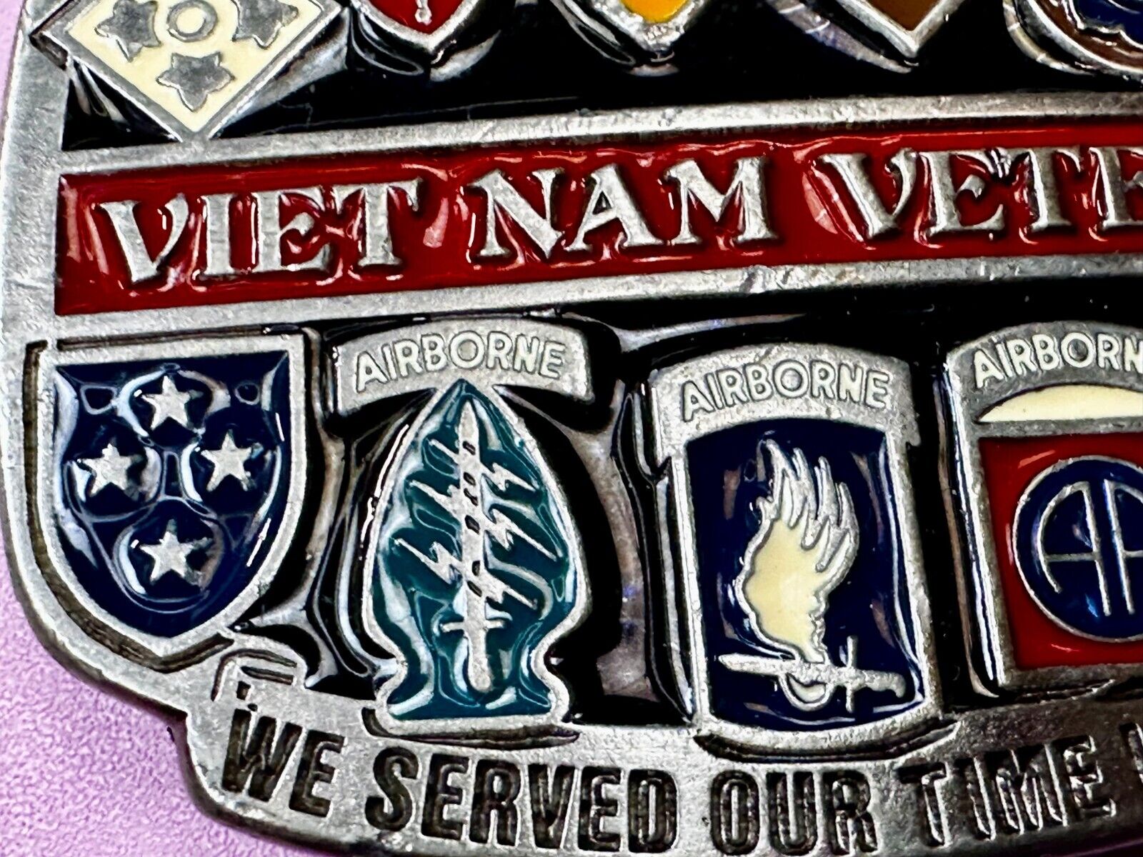 Vietnam Veteran We Served Our Time in Hell USA Made Belt Buckle of America