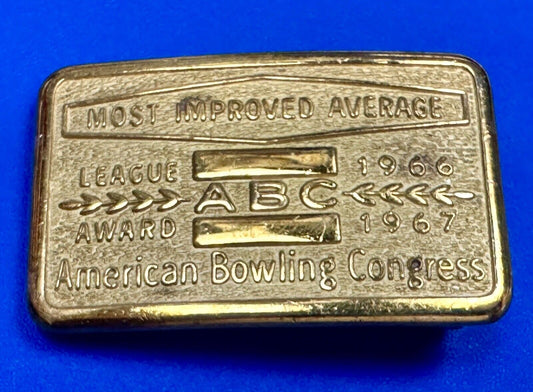 1966 - 67  MOST IMPROVED BOWLING AVERAGE - BLANK -  BELT BUCKLE ABC LEAGUE AWARD