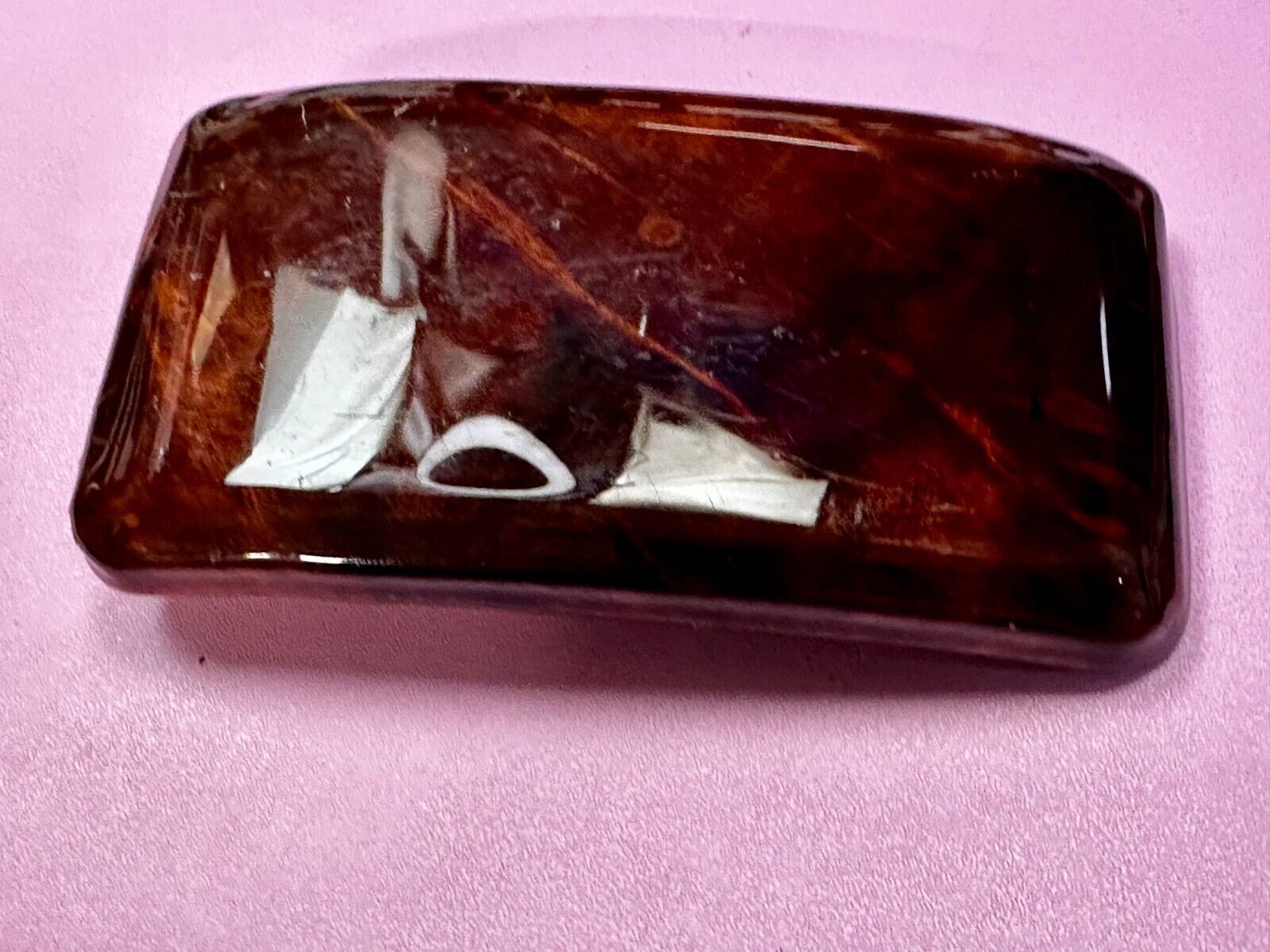 Vintage Glossy Polished Lacquered Wood Belt Buckle By Burl Wood West
