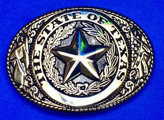 The Great State Of Tx Pride Patriotic Texas Star Flag Ornate Western Belt Buckle