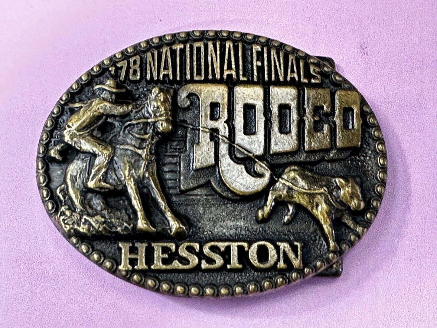 1978 National Finals Rodeo Hesston NFR Fourth Edition Collectors Belt Buckle