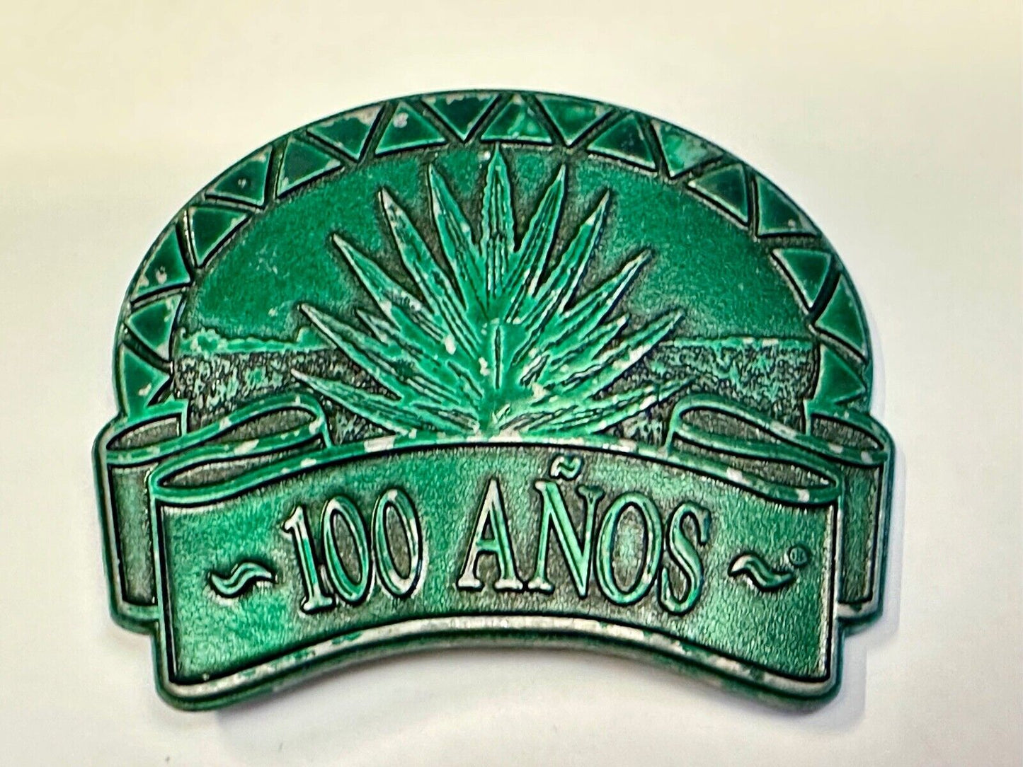 100 Anos Tequila brand Advertising Promo Belt Buckle with Agave Plant Design