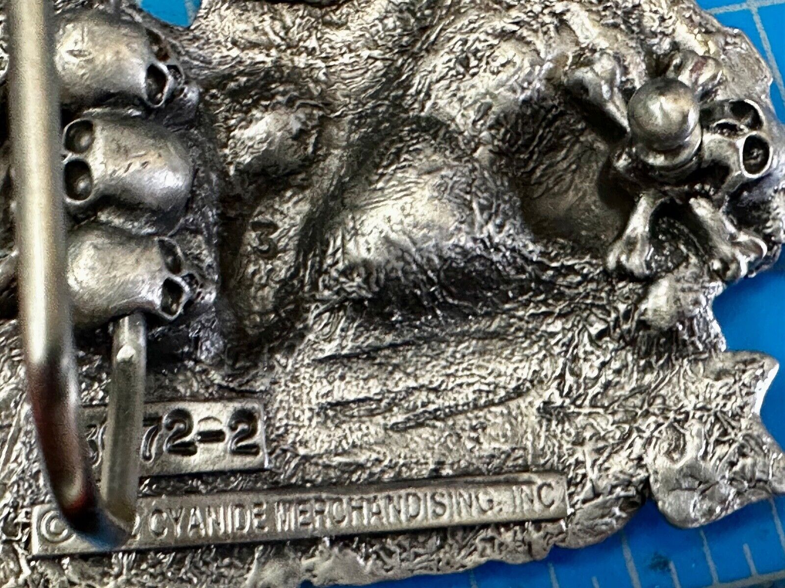 80's Poison Rock Band Skull in Top hat Rose Flesh & Blood Album 1992 Belt Buckle