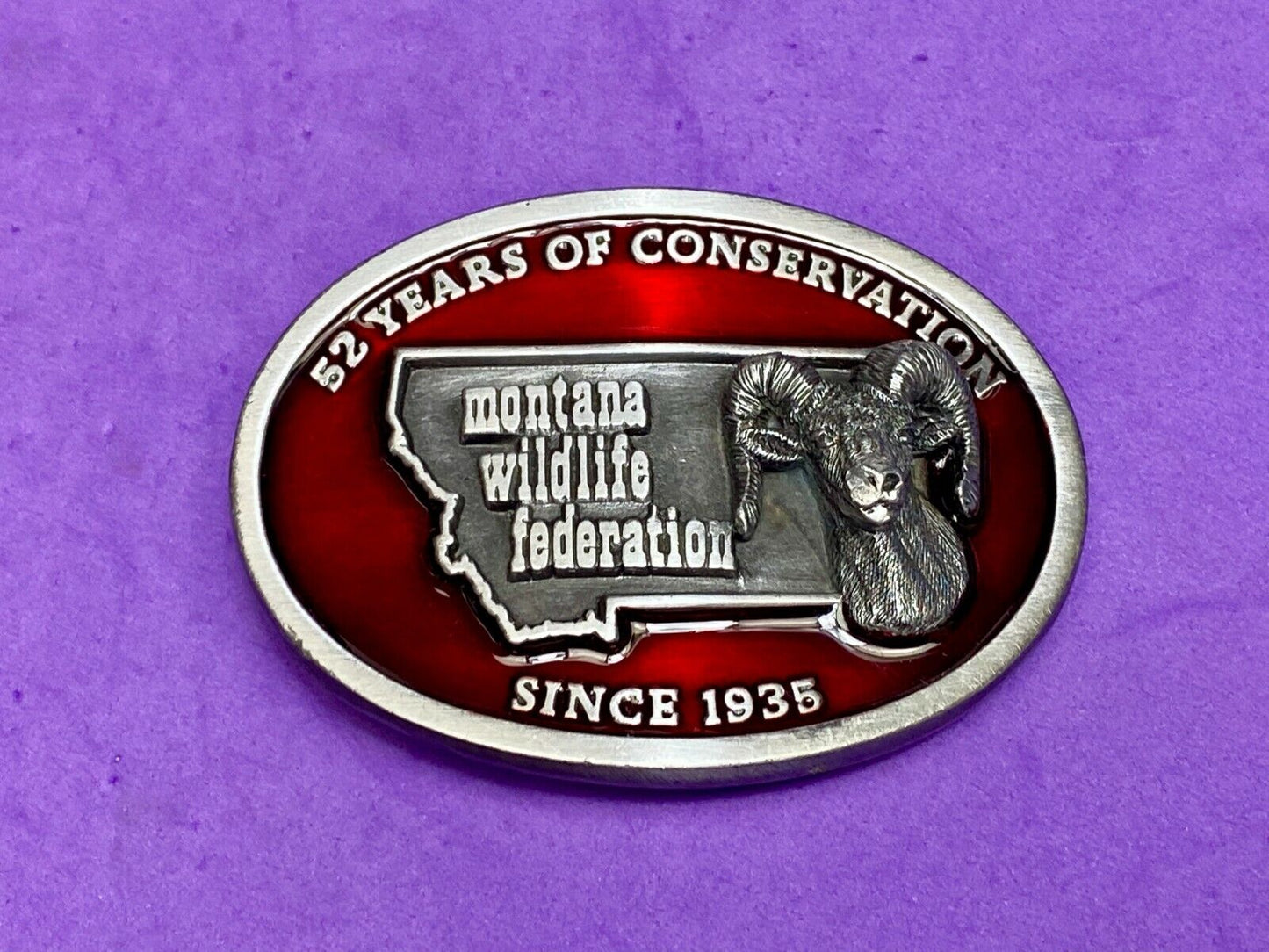 52 Years Of Conservation - State Of Montana Wildlife Federation Belt Buckle
