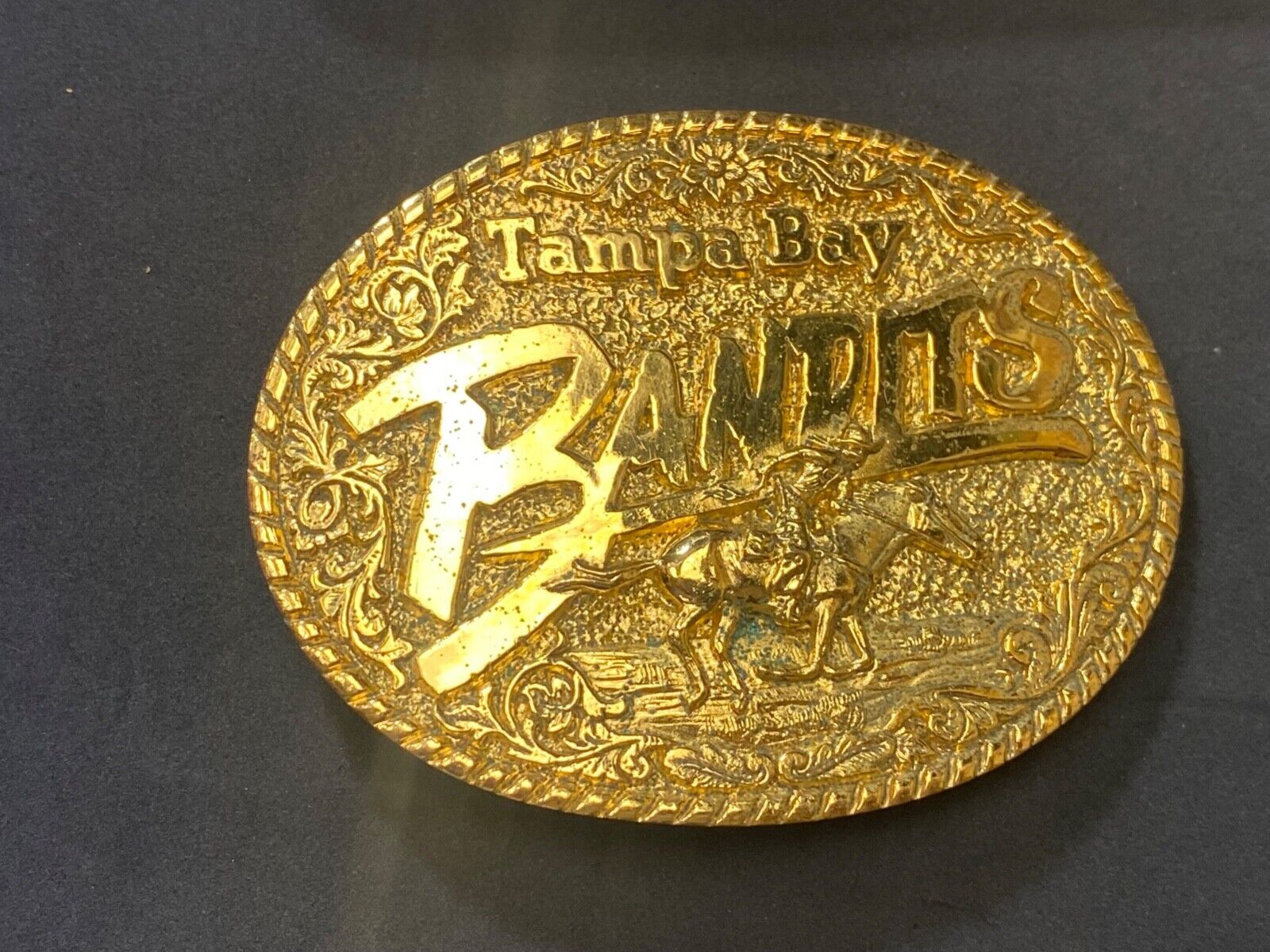 Vintage 1982 Sculptor Al Shelton Burt Reynolds Tampa Bay Bandits Belt Buckle