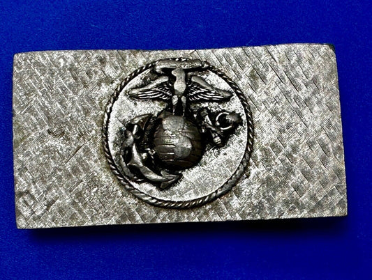 United States Marines Corps USA Military Emblem Silver Tone Belt Buckle