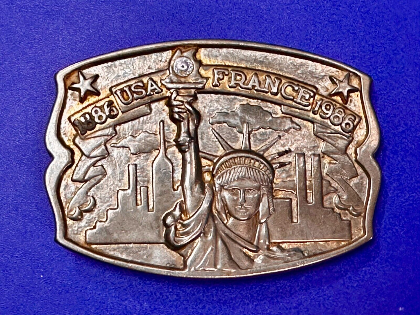 1886-1986 USA FRANCE Statue of Liberty belt buckle - Hammond Mint Commemorative