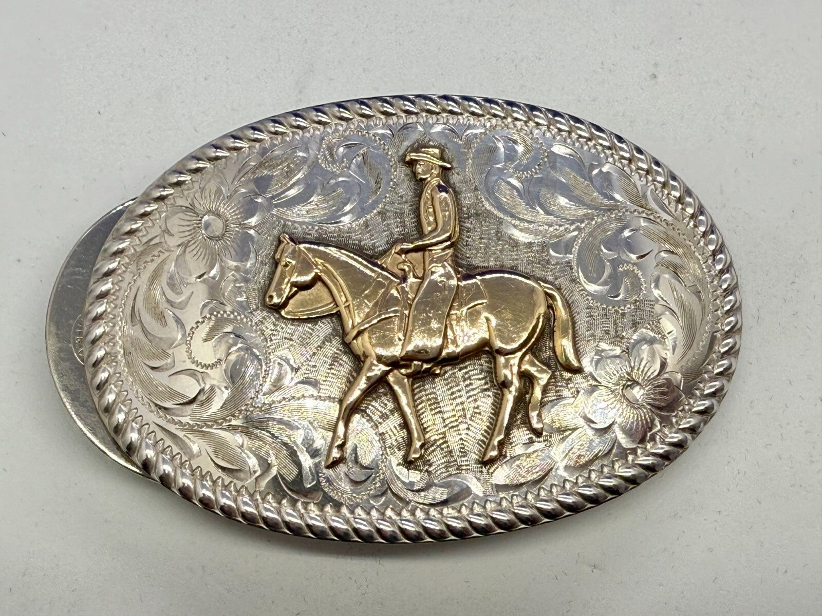 Vintage Diablo Sterling 8 Belt Buckle - Horseback cowboy   BEAUTIFUL