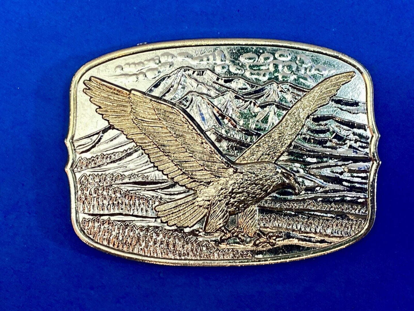 American Eagle Against Mountains Metal Numbered Belt Buckle Country Western