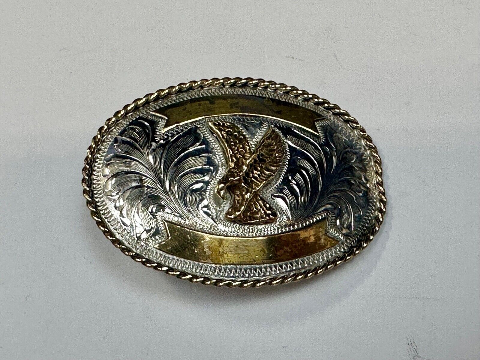 Beautiful Hunting Flying Diving Majestic Eagle on western two tone belt buckle