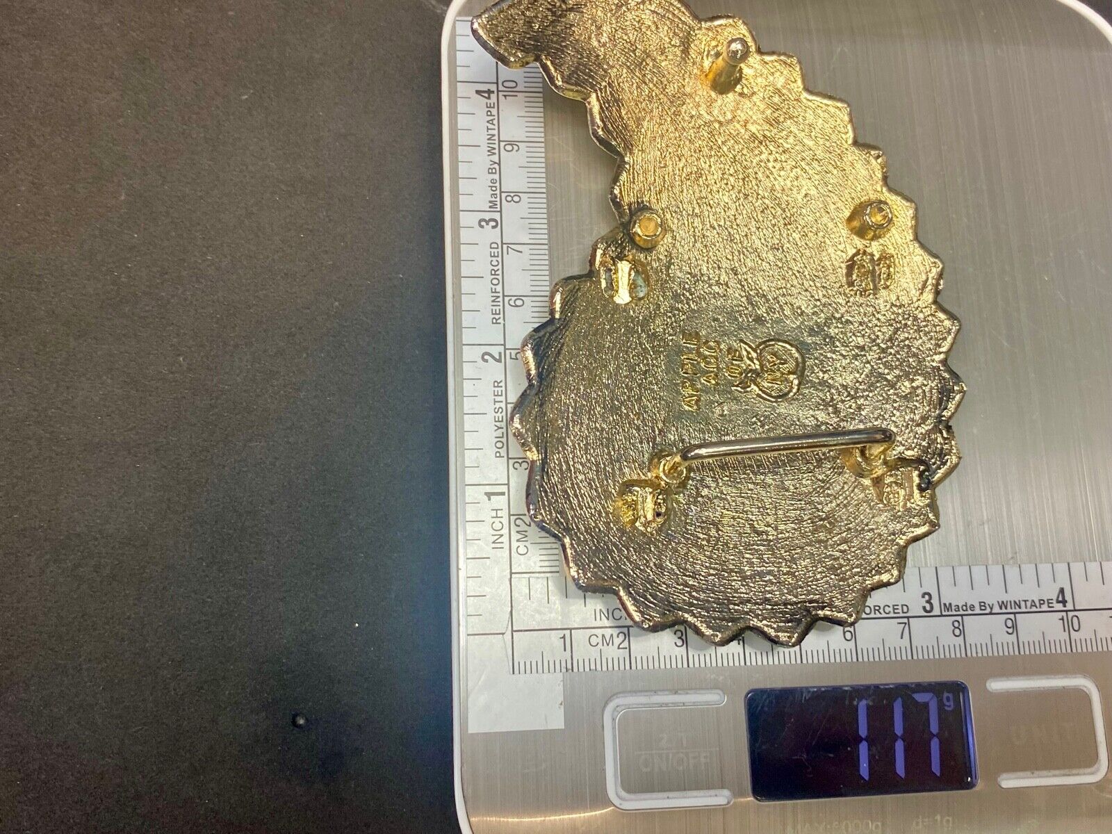 Apple Acc Of New York Marked Large Gold Tone Retro Belt Buckle
