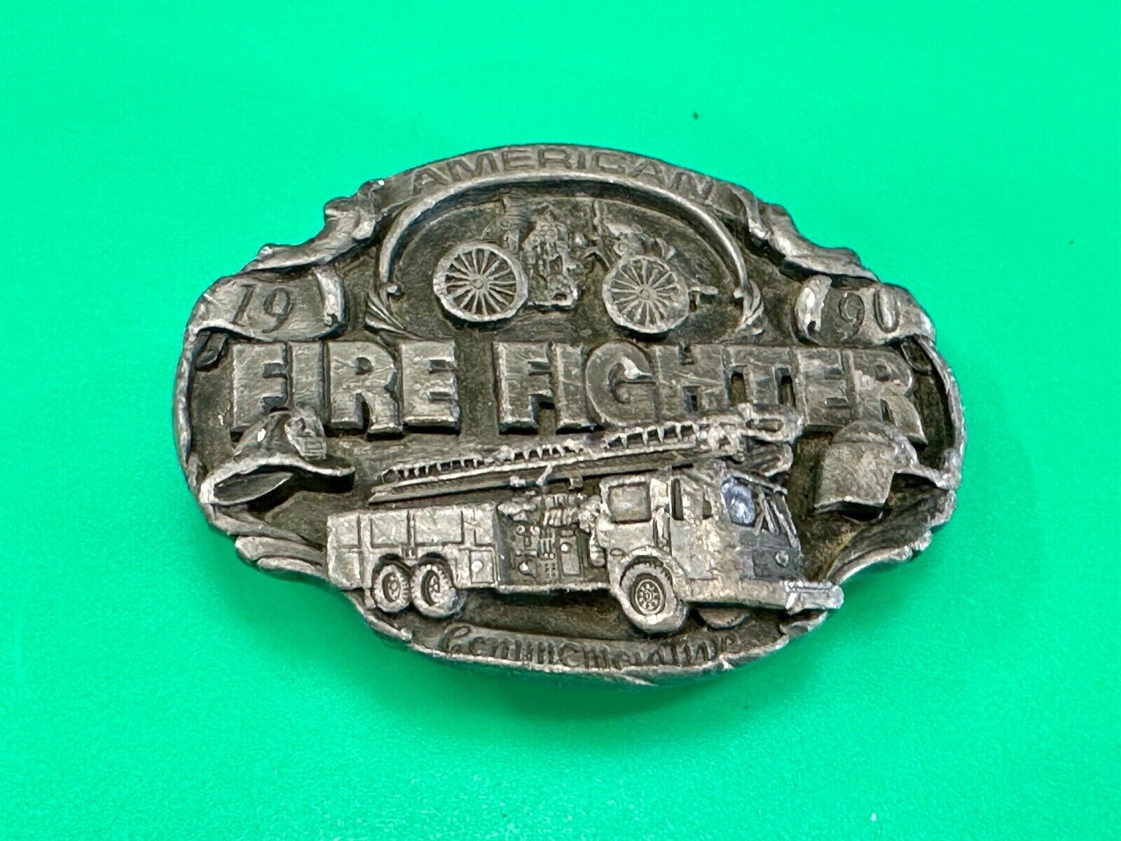 American Fire Fighter Commemorative Hook & Latter Arroyo Grande belt buckle
