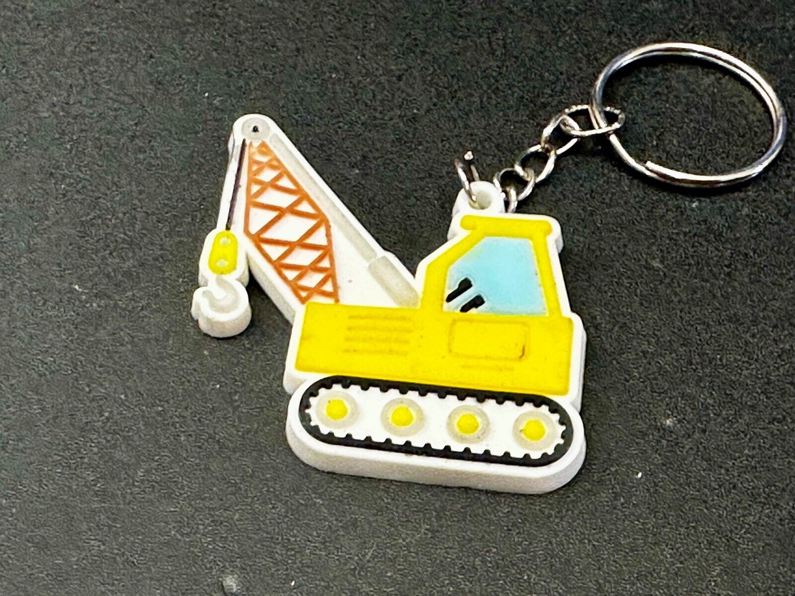 Toy Construction Crane Job Work Site Truck Keychain - Key Ring Chain